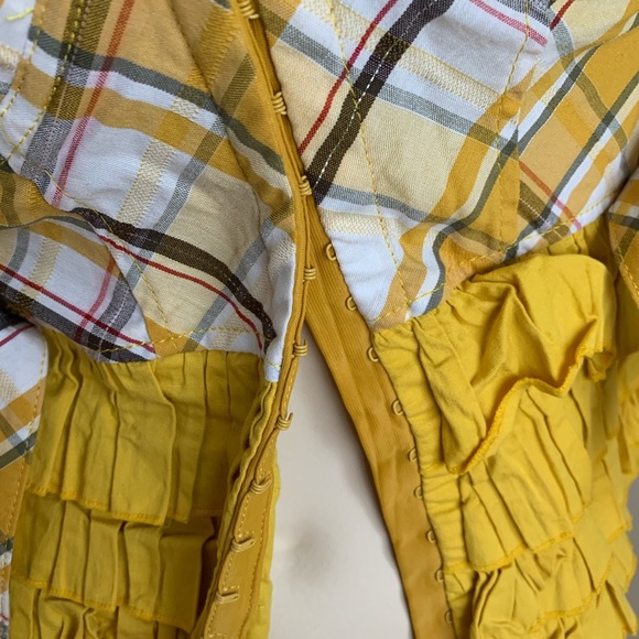 Y2k yellow plaid bra top with ruffles - Picture 4 of 4